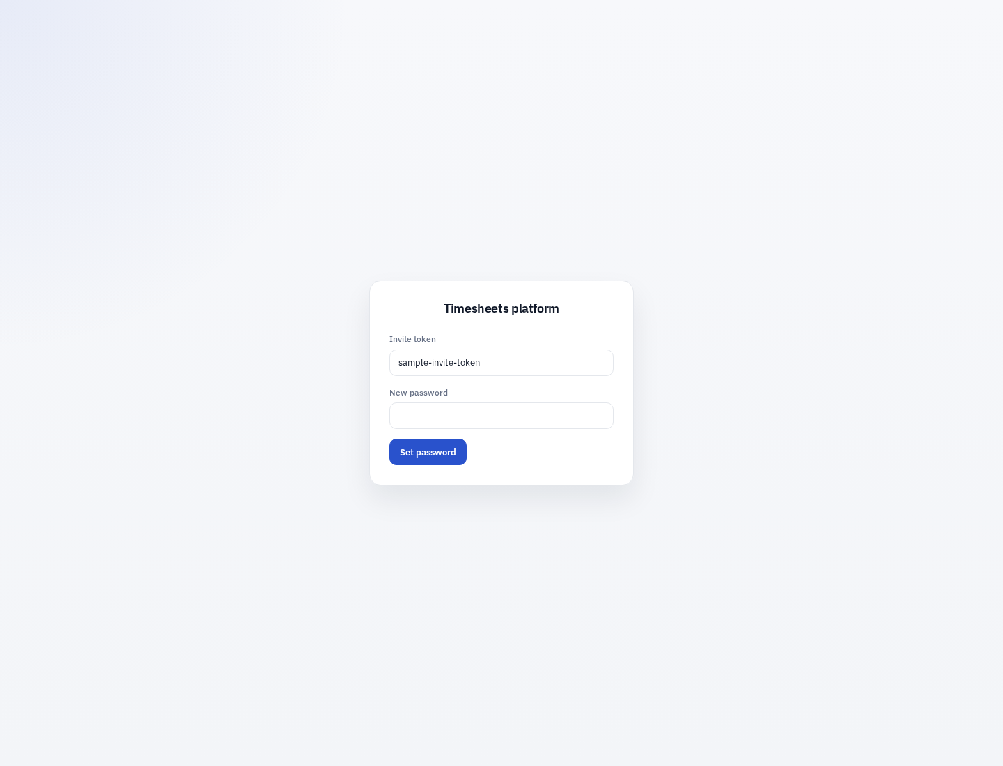 Invite activation page